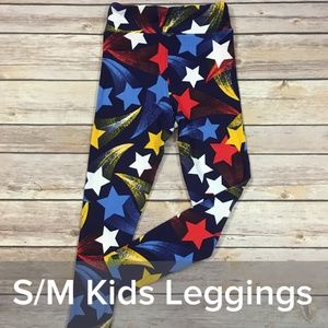 Kids S/M patriotic shooting stars leggings LLR NWT